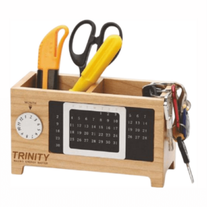 Wooden Desk Organizer With Perpetual Calender